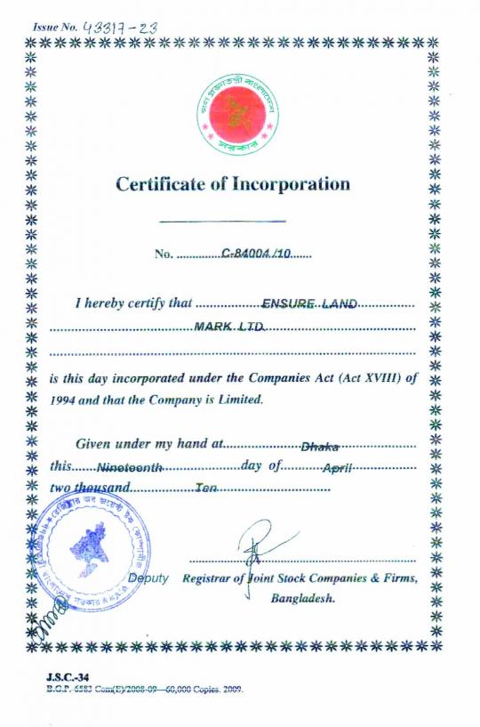 Certificate Incorporation
